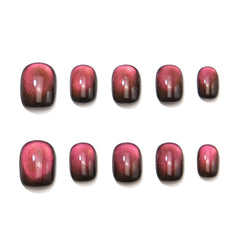 Burgundy Cat Eye Glam - Press - on Nails - Snaps Chic