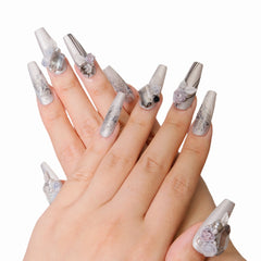 Silver Rose - Press - on Nails - Snaps Chic